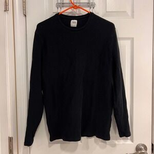 ZARA Black Ribbed Long Sleeve Crew Neck Pullover Shirt
